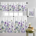 thumbnail image 4 of Spring Purple Flowers Curtain Tier and Valance Set 3 Piece, Country Plants Dandelion 3-inch Rod Pocket Window Tier Curtains Valance for Kitchen Living Room, 4 of 9