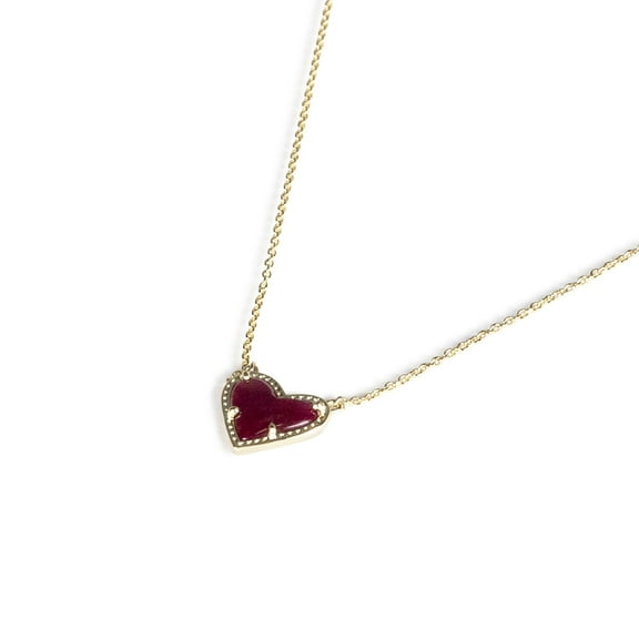 Kendra Scott Women's Ari Heart Gold Pendant Necklace in Maroon Jade 9608801343