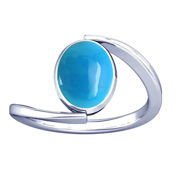 Divya Shakti 11.25-11.50 Carat Turquoise Feroza Gemstone Silver Ring for Women