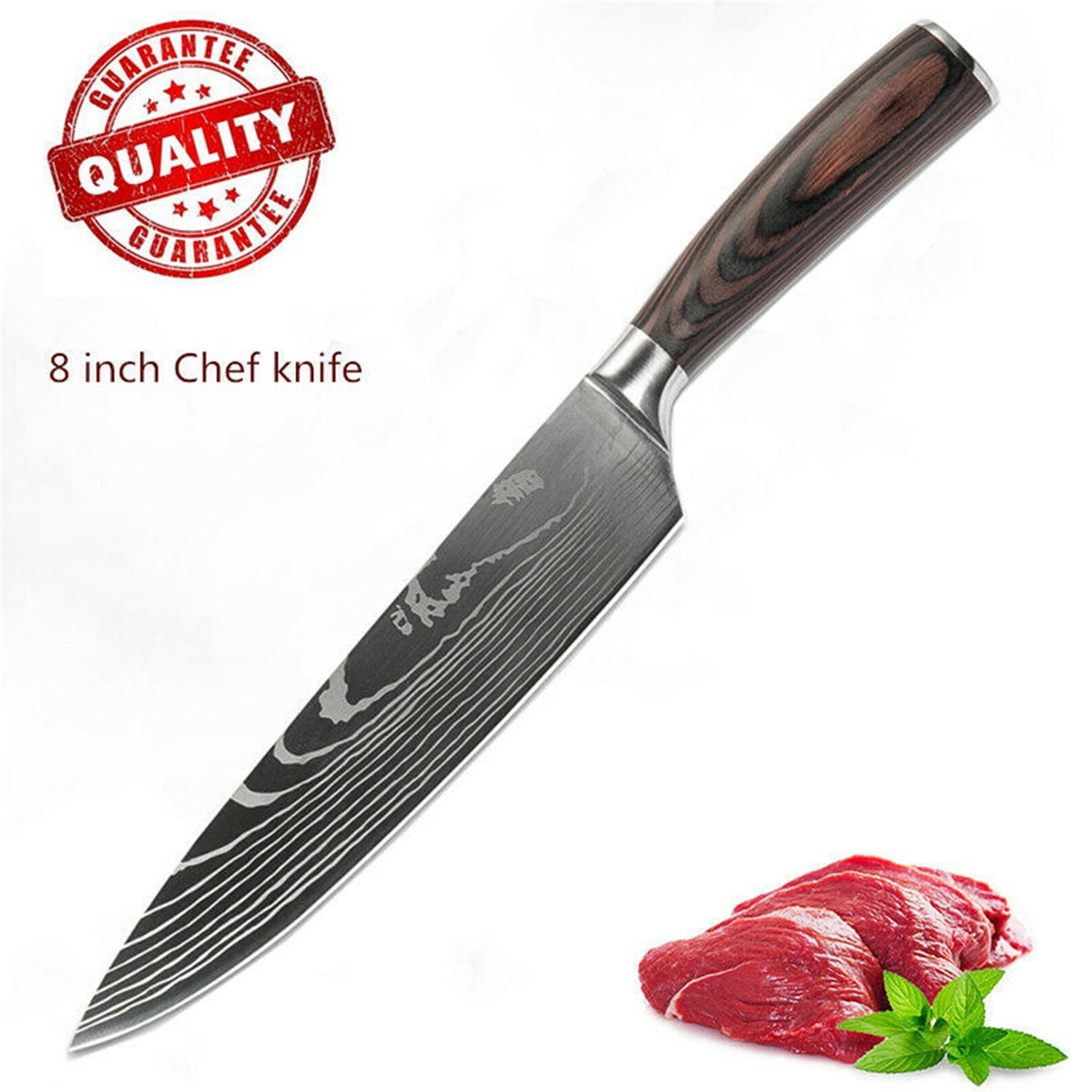 Mdhand 5 inch Kitchen Knives Laser Damascus Pattern Chef Knife Sharp Cleaver Slicing Utility Knives Tool