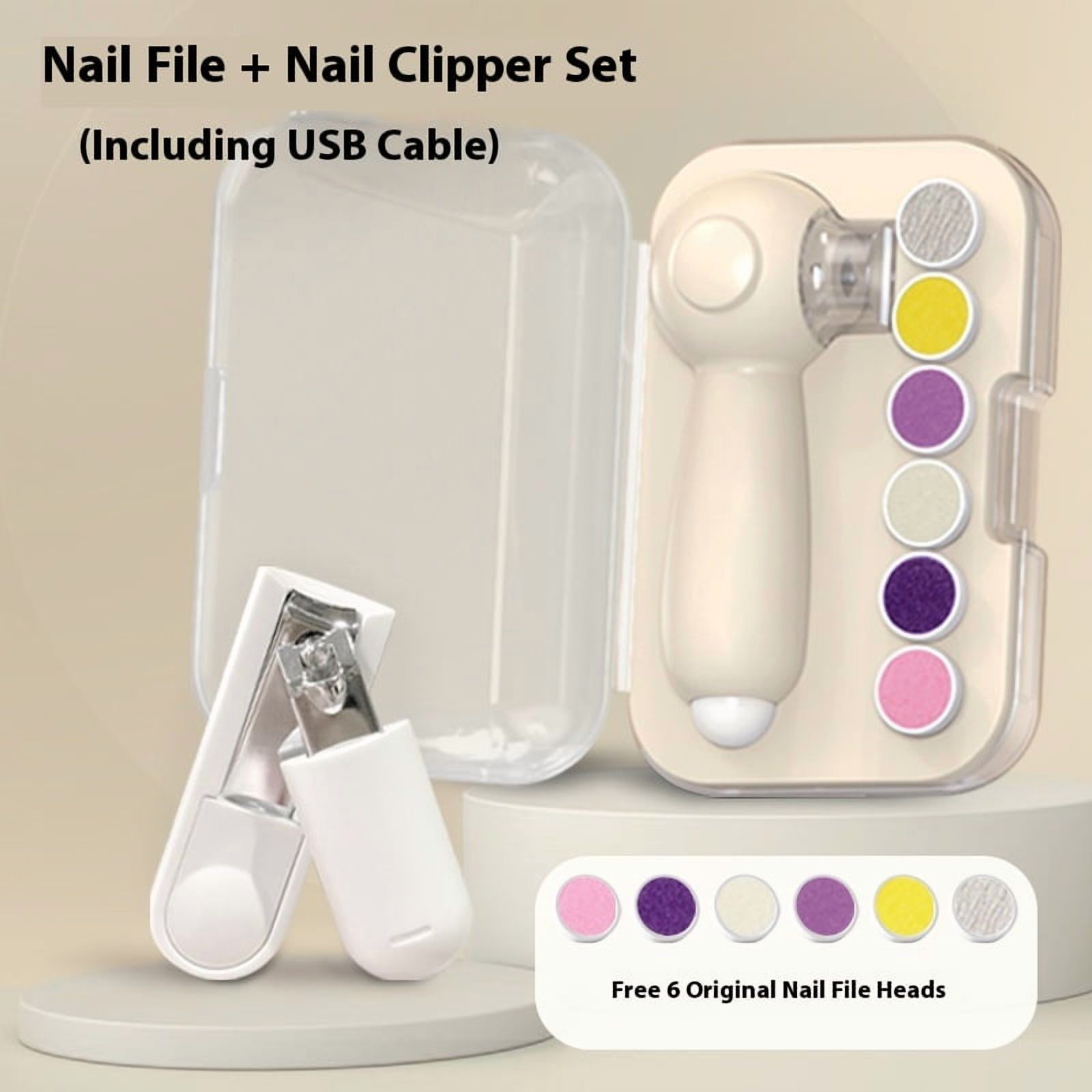 Baby Nail Trimmer Electric, Gentle Rechargeable Baby Nail Clippers with Light, 6 Replacement Heads & Storage Case, Baby Nail File Electric for Newborn Infant Toddler Toenails and Fingernails Care