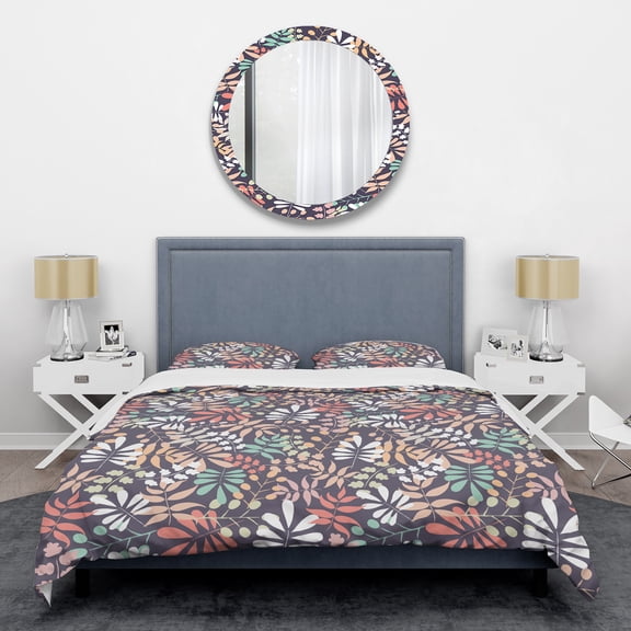 Designart 'Retro Botanical Pattern II' Mid-Century Modern Duvet Cover Set