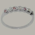 thumbnail image 3 of LBG British Made 18k White Gold Natural Opal & Pink Tourmaline Womens Eternity Ring - 33 size options - Size 7, 3 of 9