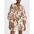 thumbnail image 2 of SUNSIOM Femmes Mini Robe 3/4 Manches Tie-up Points/fleur Imprimé en Vrac Robe Décontractée Robes de Plage d'Été, 2 of 7