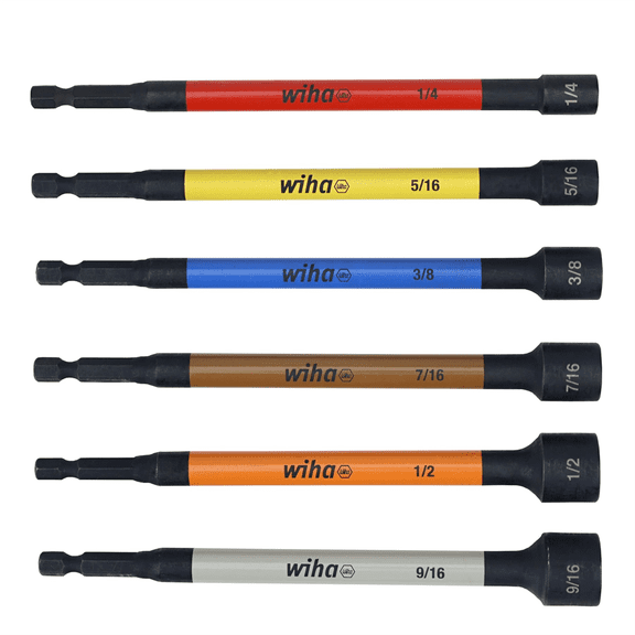 Wiha Tools 6 Pc SAE Color Coded Magnetic Nut Setter Set