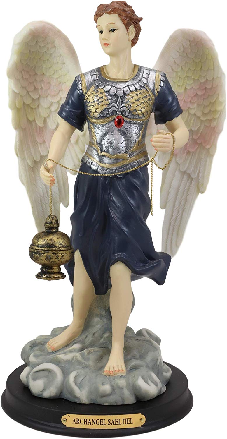 Ebros Byzantine Colorful Archangel Sealtiel Statue with Brass Name Plate 12"H - image 2 of 6
