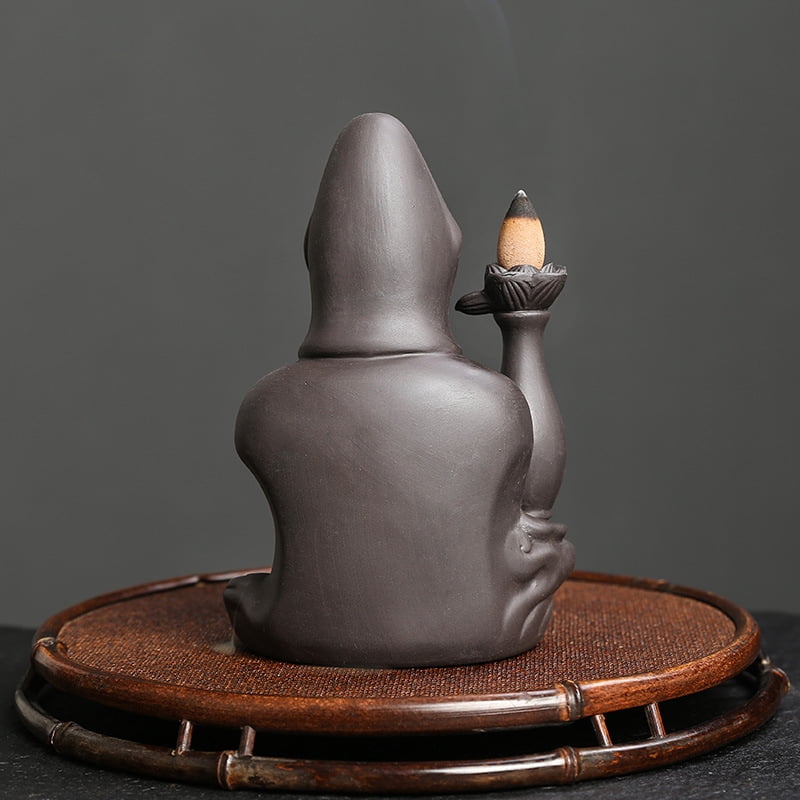 Purple Sand Backflow Aroma Incense Holder Creative Guanyin Smoke Waterfall Incense Burner Sandalwood Stove Home Decoration Craft