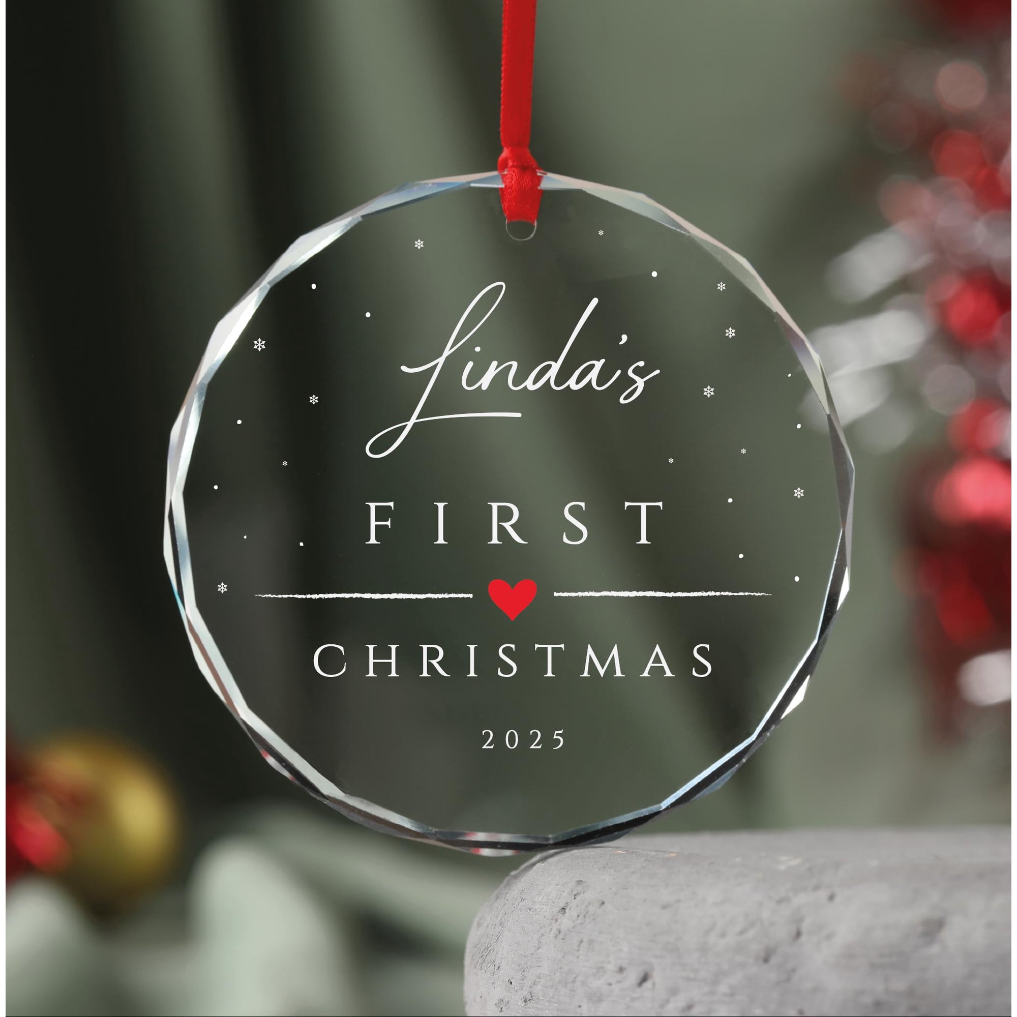 Baby's Personalized Name Glass Ornament - First Christmas Keepsake for Newborn