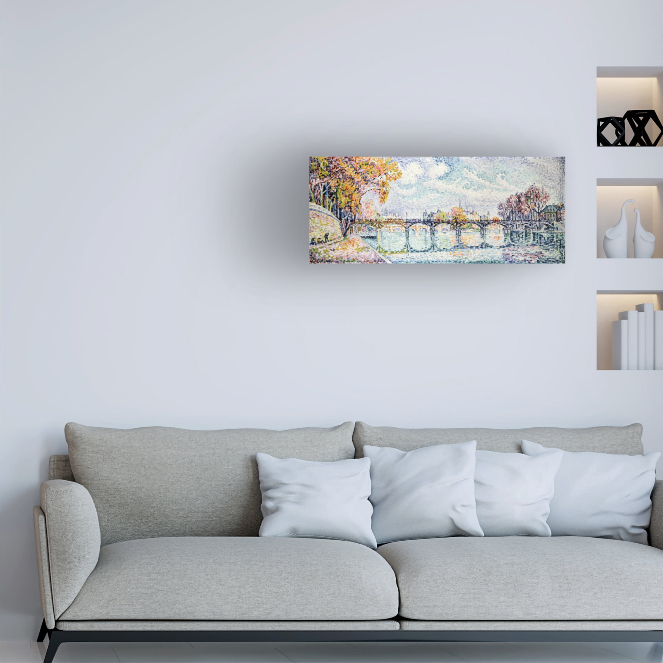 Canvas Wall Art - Pictufy  'Le Pont Des Arts 1928' Wall Art for Living Room, Bedroom, or Office D?cor by Trademark Fine Art - 47 x 20 Inches
