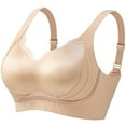 thumbnail image 4 of CENGNIAN Women's Plus Size Wireless Bra,Ladies Full Coverage Push Up Underwire,Womens Breathable Supportive Padded Everyday Bralette,Beige,Size XXXL, 4 of 4