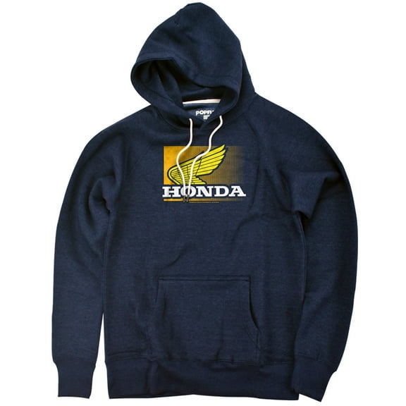 Honda Wing Gradient Unisex Adult Slim Fit Pull-Over Heather Hoodie, Navy, Small