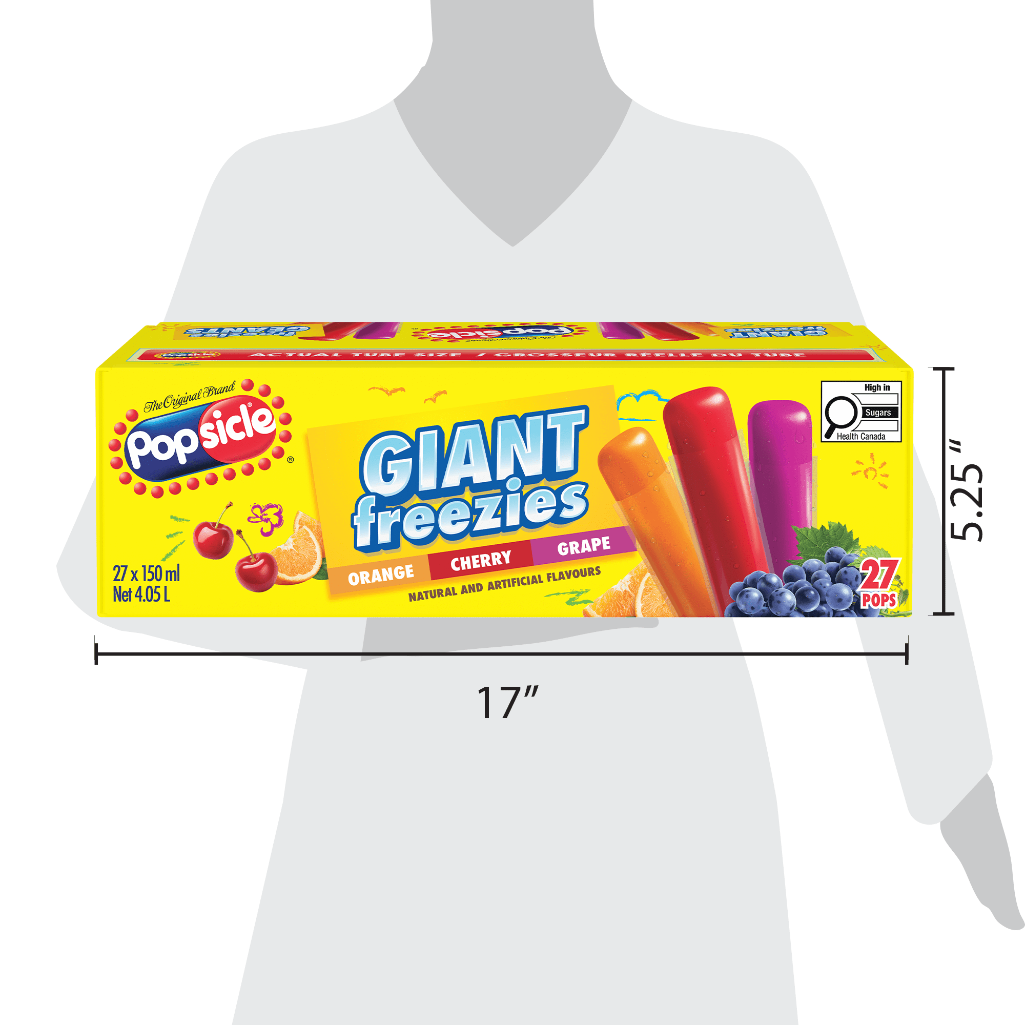 Popsicle Giant Freezies - Orange, Cherry, Grape - 27 x 150 ml, 27 x 150 ml