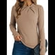 thumbnail image 1 of Blusas de Mujer de Larga Térmicas con Nudo Torcido, Cuello Alto, Informales, Ajustadas, Suaves y Elásticas. Albaricoque L, 1 of 6