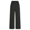thumbnail image 5 of acuever Women's High Waist Trousers Wide Leg Fabric Elegant Straight Leg Business Outfit Trousers Long Breathable Elastic Waist Lounge Capris Women's Casual Pants Black Petite Leggings（3Xl）, 5 of 7