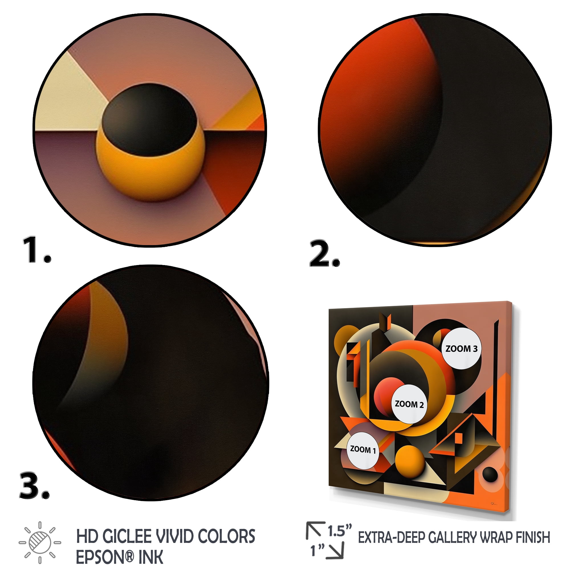 Designart Multicolor Geometric Orange Shapes I Canvas Wall Art