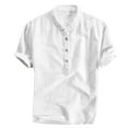 thumbnail image 1 of Camisas De Vestir Para Hombre Manga Larga Camisa teñida y delgada gradiente de verano Cool Men's Breathable Cotton Men's blusa (White, XXL), 1 of 3
