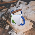 thumbnail image 5 of 3dRose, Cute Green and Yellow Standing Dinosaur, 11oz Two-Tone Blue Mug, 5 of 7
