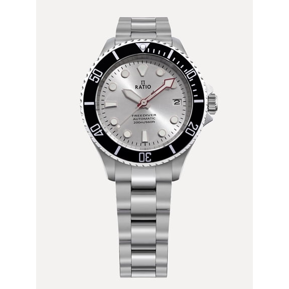 Ratio Men's FreeDiver Sapphire Stainless Steel Bracelet Watch, Silver Sunray Dial (RTF048)