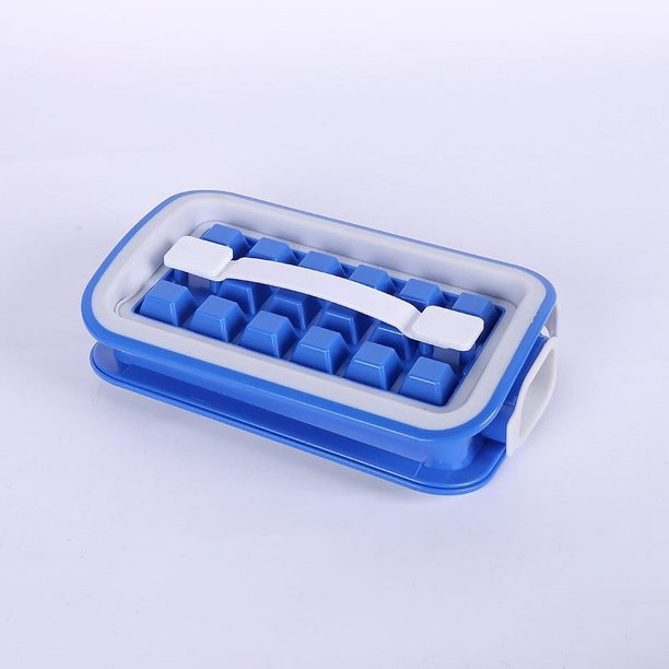 Bandeja de hielo sanitaria para congelador - Haga y sirva hielo sin tocar el hielo - Bandeja de silicona para cubitos de hielo con tapa - Máquina para hacer cubitos de hielo para 18 cubitos
