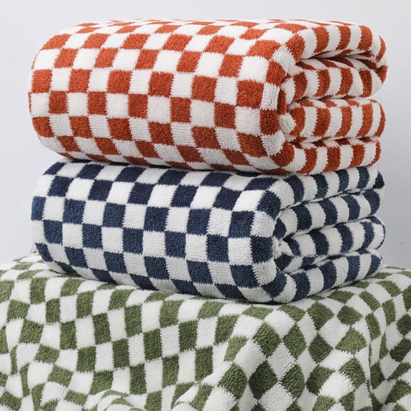 Msgweeeg Travel Towel Large Beach Towel Checkerboard Grids Velvet Bath Towel Thickening Does Not Lose Hair Bibulous Big Bath Towel for Home Use for Beach and Camping