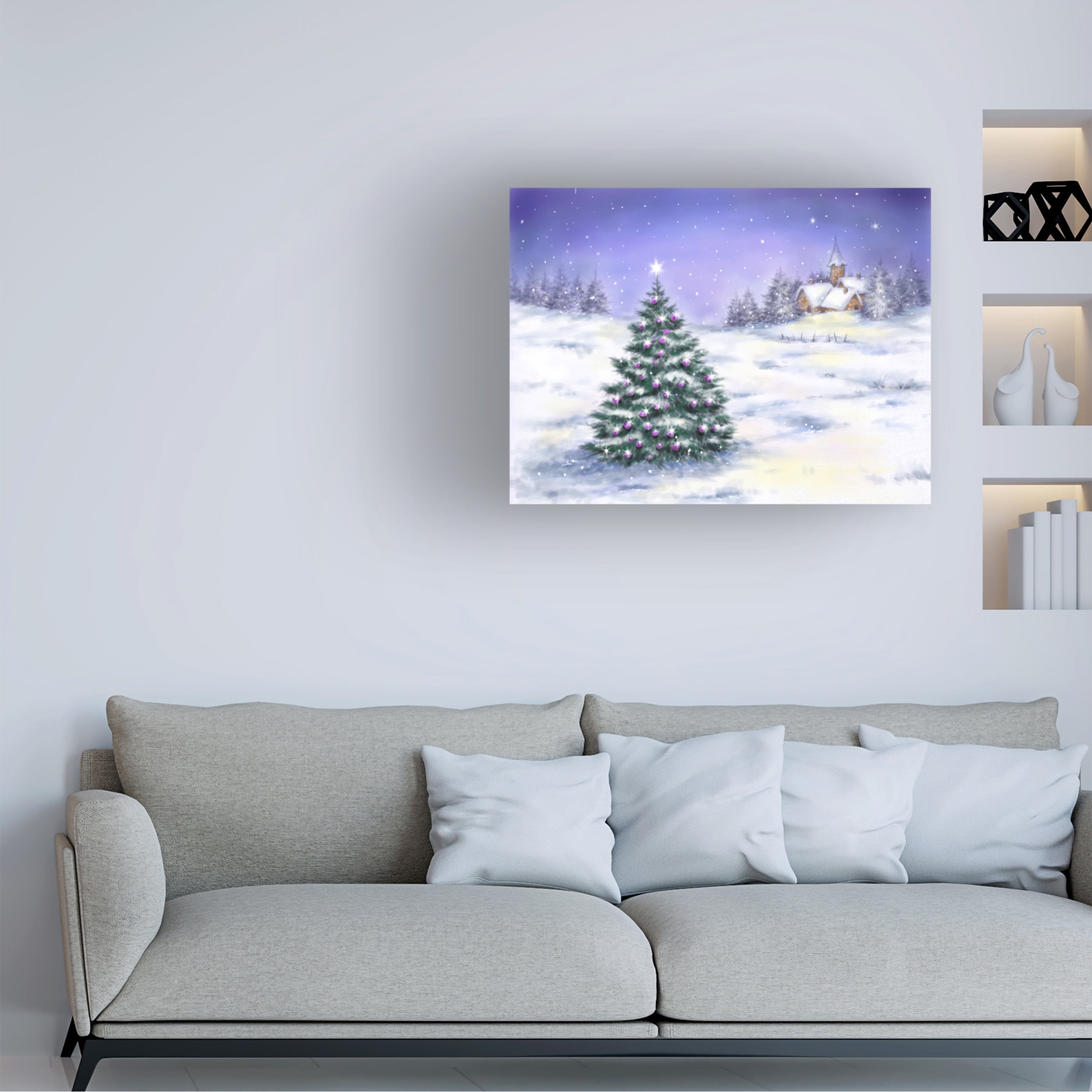 MAKIKO 'Christmas Tree In Snow' Canvas Art