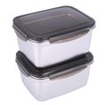 thumbnail image 3 of 2 piezas Rectángulo de acero inoxidable - Caja de almacenamiento Caja sellada Contenedor de alimentos - Lonchera con tapa, 3 of 5