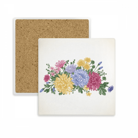 

Chrysanthemum Greenery Flower Square Coaster Cup Mat Mug Subplate Holder Insulation Stone