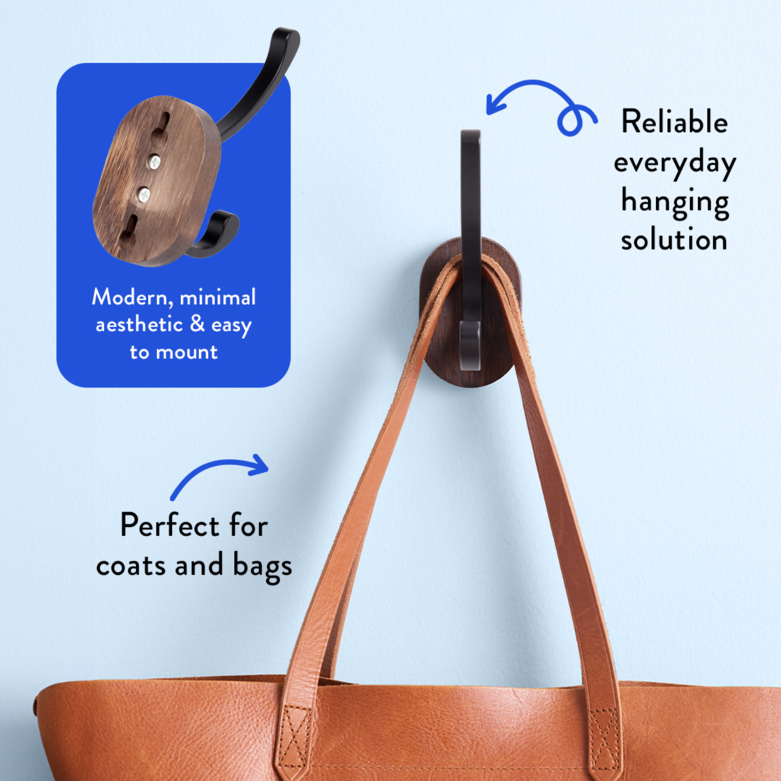Mainstays Round Wood Hanger Backer with Black Hook – 1 Pack