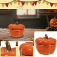 thumbnail image 2 of Ceramic Pumpkin Shaped Soup Bowl with Lid, 16oz Fall Harvest Pumpkin Design, Decorative Serving Dish for Kitchen, Halloween, Thanksgiving, Autumn Party Tableware, 2 of 5