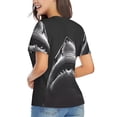 thumbnail image 3 of Vsdgher Black And White Shark Women Shirts V Neck Short Sleeve Tops T-Shirt Basic Tees, S to 3XL3X-Large, 3 of 5