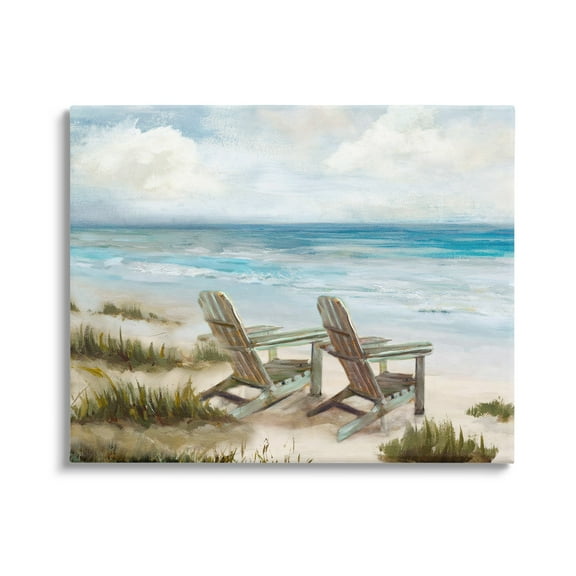 Stupell Industries View For Two Beach Chairs Nature Painting Gallery Wrapped Canvas Art Print Wall Art, 20 x 16