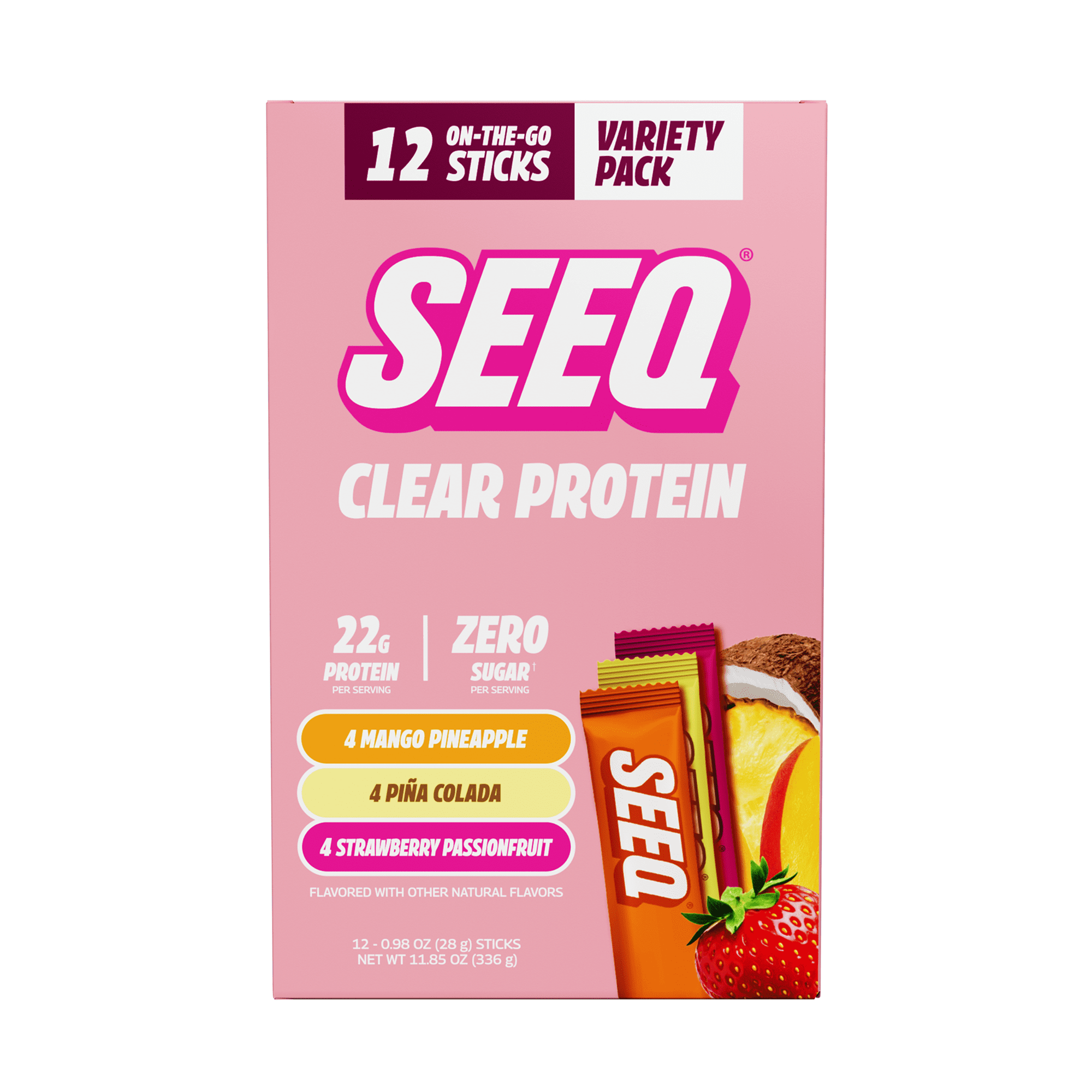 Seeq Protein Powder Tropical Pack, 12 On-The-Go Single Serve Packs