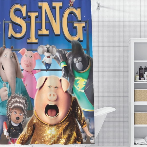 Sing Movie-theme Bathroom Shower Curtain Home Decor,Bath Curtains Durable Waterproof Bath Curtain , Adluts Girls Boys Bathroom Decor House Gifts 36x71inch（90cmX180cm）