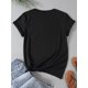 thumbnail image 2 of Women's Black Geometric Crescent Moon & Stars Print T-Shirt - Soft Stretchy Summer Casual Streetwear Top with Round Neck, Short Sleeve, Machine Washable, 2 of 6