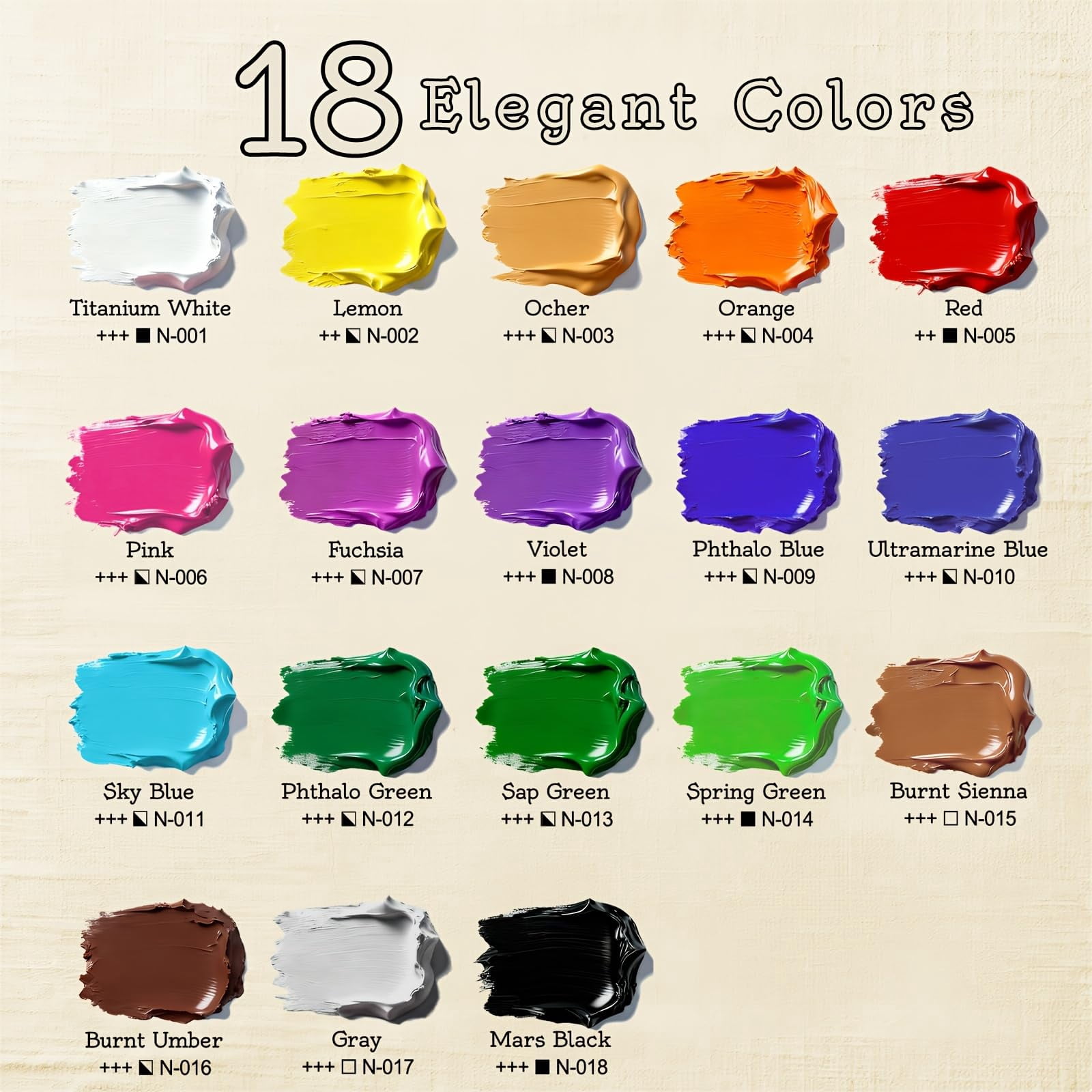 18 Colors (250 ML/Bottle), Painting Art Supplies, Art Supplies For Painting Canvas, Ceramic & Fabric, Lasting Quality For Beginners & Professional Artist, Christmas