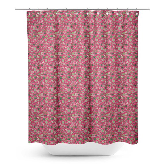 S4Sassy Pink Cabbage Leaves Water Repellent Bath Shower Curtain With Roller Rings Hook-60 x 70 Inch