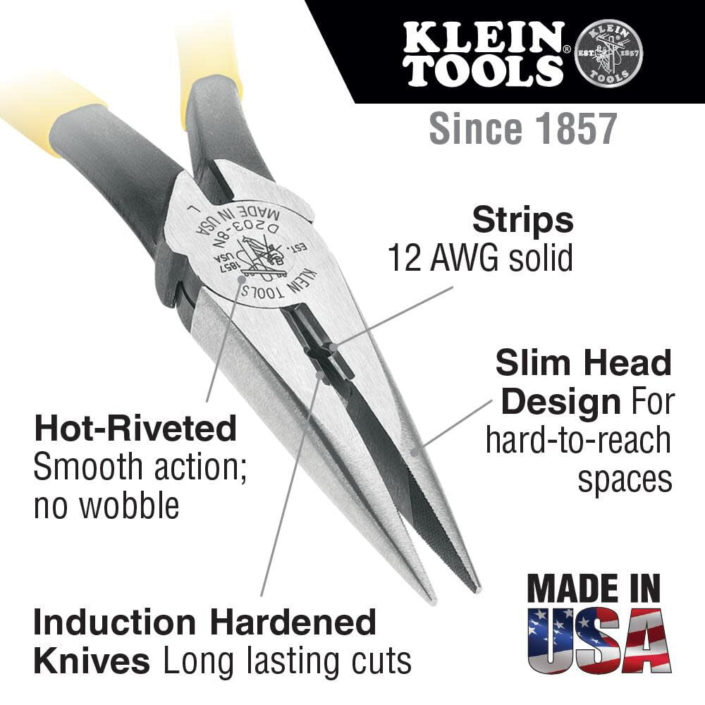 8 in. Needle Nose Side Cutter Pliers with Stripping