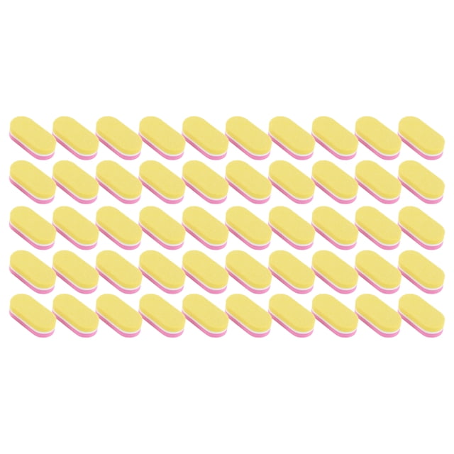 Unique Bargains 50 Pcs Mini Block Oval Nail Buffers for DIY Yellow Pink