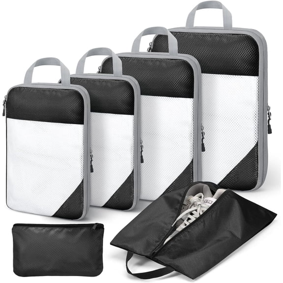 Ababeny Compression Packing Cubes for Suitcases, Packing Cubes for Travel Luggage Organizer Women Men,6pack, Black