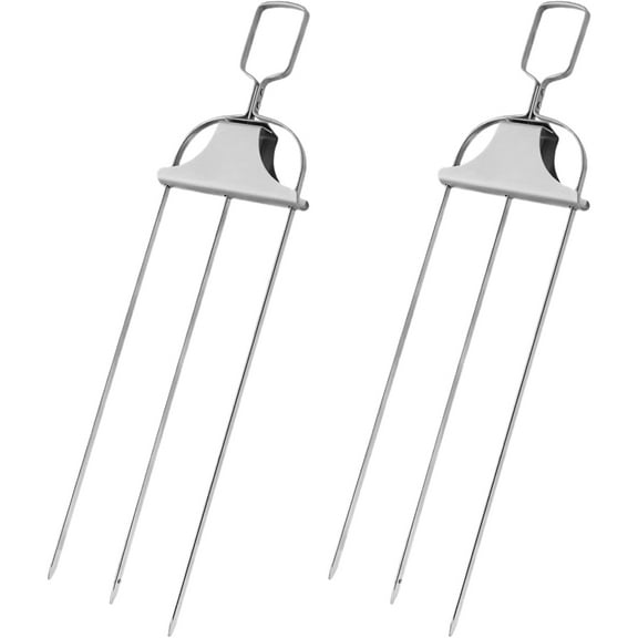 2Pcs Rotisserie Spit Forks Stainless Steel Ergonomic Design For Meat Grilling Outdoor Picnic