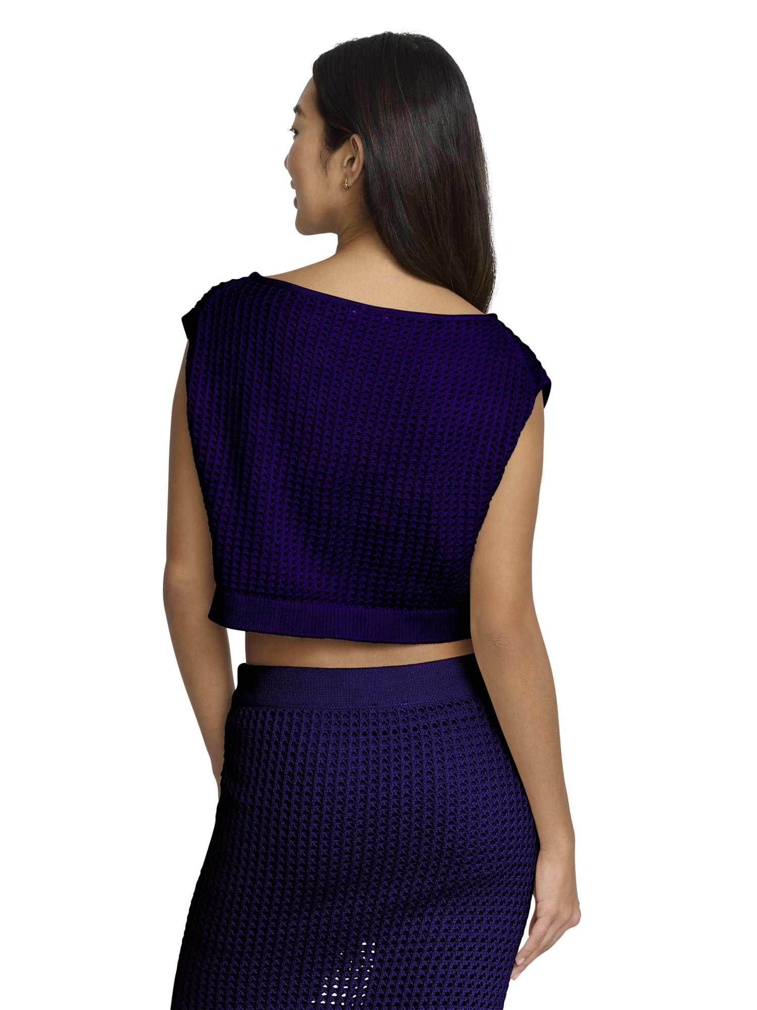 Mills by Millie Bobby Brown Women's Boxy Crochet Sweater Top, Sizes XXS-XXL