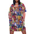 thumbnail image 1 of Vestido holgado de manga larga con bolsillo ropa de graduación estilo Retro Collage, 1 of 7