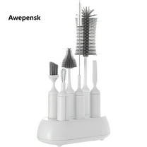 Awepensk 6 Pack Bottle Brush Cleaning Set with Storage Holder, Cleaning Brushes for Long Narrow Neck Bottles, Water Bottles, Tumblers, Drinking Glasses, Strews