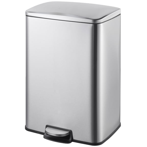 Innovaze 13 Gallon/50 Liter Trash Can, Stainless Steel Step on Kitchen Garbage Can, Silver
