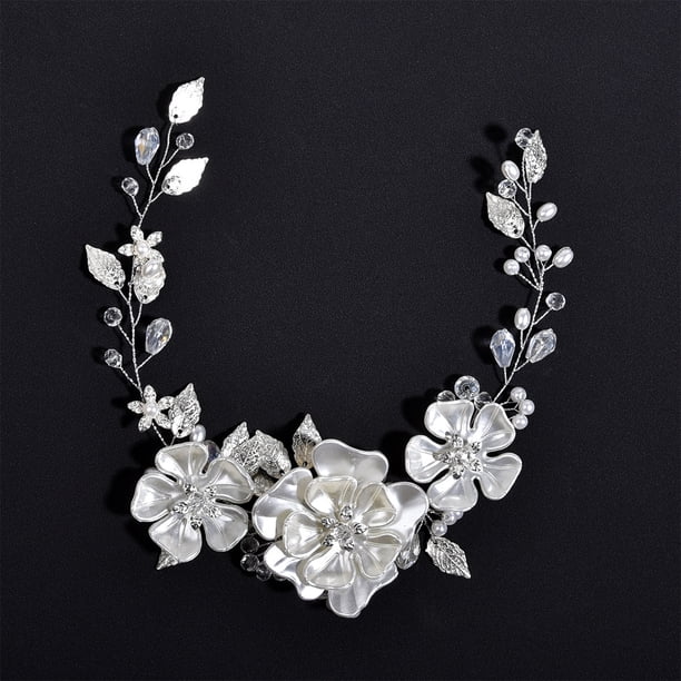 Tocado de novia hecho a mano con perlas y hojas de perla blanca, accesorios para vestido de novia, cinturón para el pelo