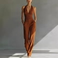 thumbnail image 2 of Women's Halter Wide Leg Jumpsuit Elegant Backless Dressy Romper with Pockets, 2 of 5
