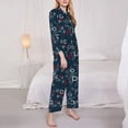 thumbnail image 3 of Balery Navy Blue Geometric Conjunto de Pijama con Estampado para Mujer, Conjunto de Dos Piezas con Manga Larga, Ropa de Dormir Suave con Bolsillos, Pijamas Cómodos-Small, 3 of 7
