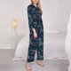 thumbnail image 3 of Balery Navy Blue Geometric Conjunto de Pijama con Estampado para Mujer, Conjunto de Dos Piezas con Manga Larga, Ropa de Dormir Suave con Bolsillos, Pijamas Cómodos-Small, 3 of 7