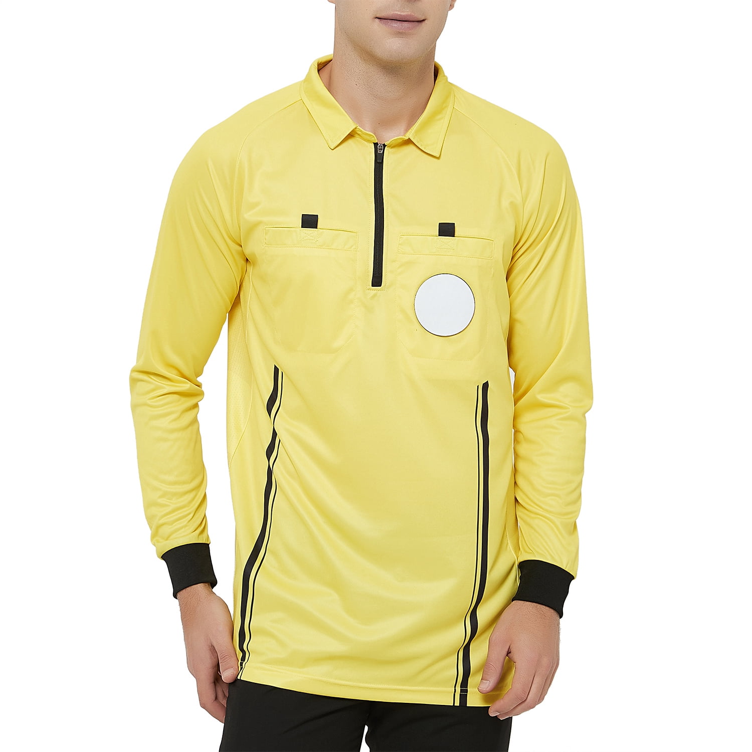 TOPTIE Men's Official Soccer Long Sleeve Referee Jersey USSF Pro Uniform-Yellow-L