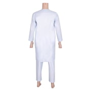 BAZINRICHE African Men Causal Kaftan Robe Long Sleeve Thobe Saudi Arabic Thobe for Men Round Neck